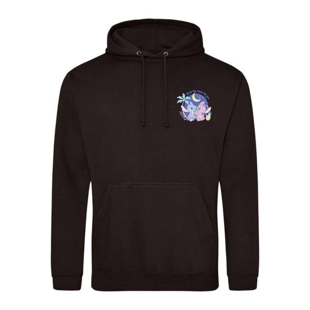 Lilo & Stitch Mens Over The Moon For You Angel Hoodie / Black